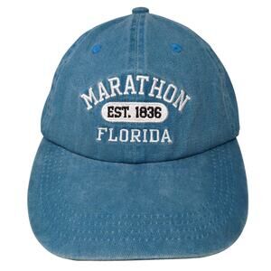 Marathon Est. 1986 Florida Slideback Baseball Cap Blue One Size Crazy Apparel